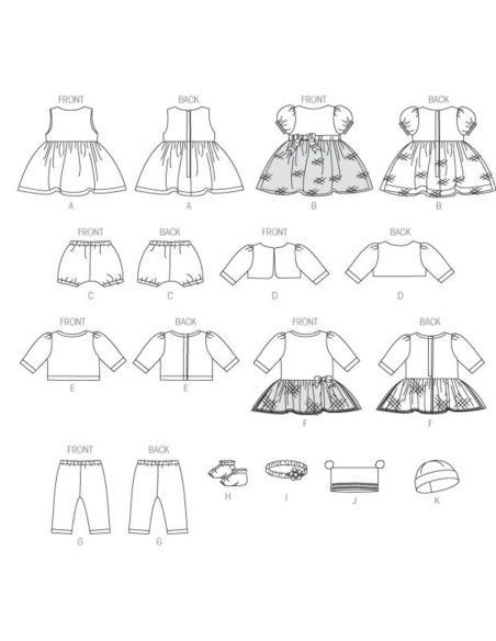 Patron McCall's 7066.OSZ - Vêtements pour poupée bébé de 28cm