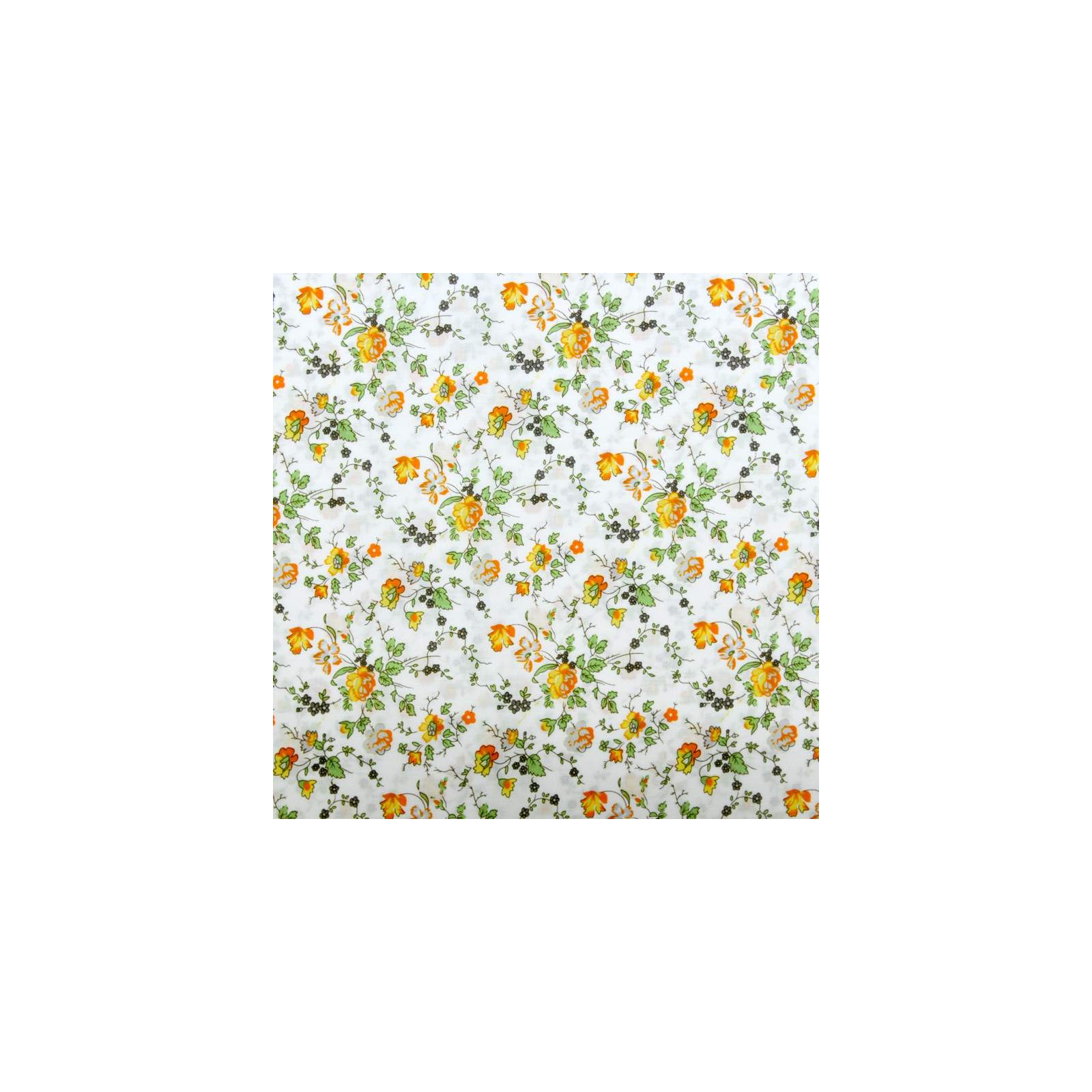 Tissu Coton imprimé jardin de petites fleurs oranges au mètre