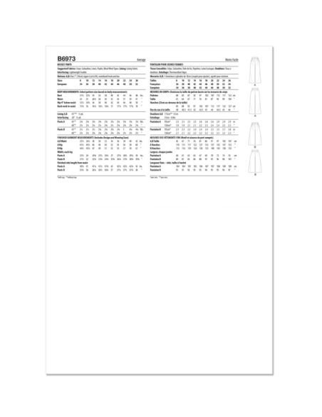 Patron Butterick 6973/K5 - Pantalon