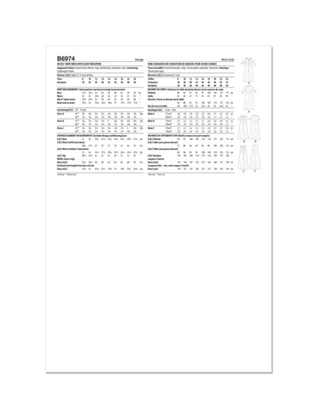 Patron Butterick 6974/B5 - Robe-chemisier