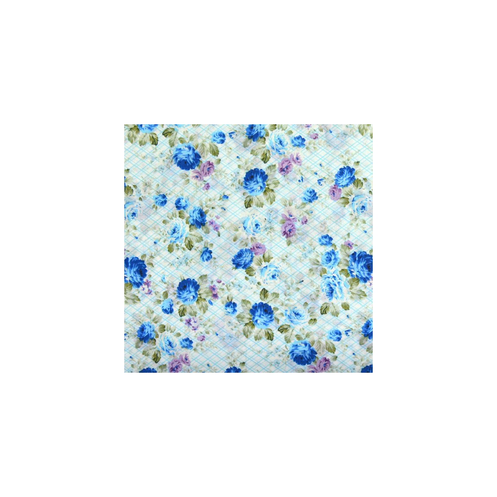 Tissu Coton imprimé mur fleuri bleu sur fond écru au mètre