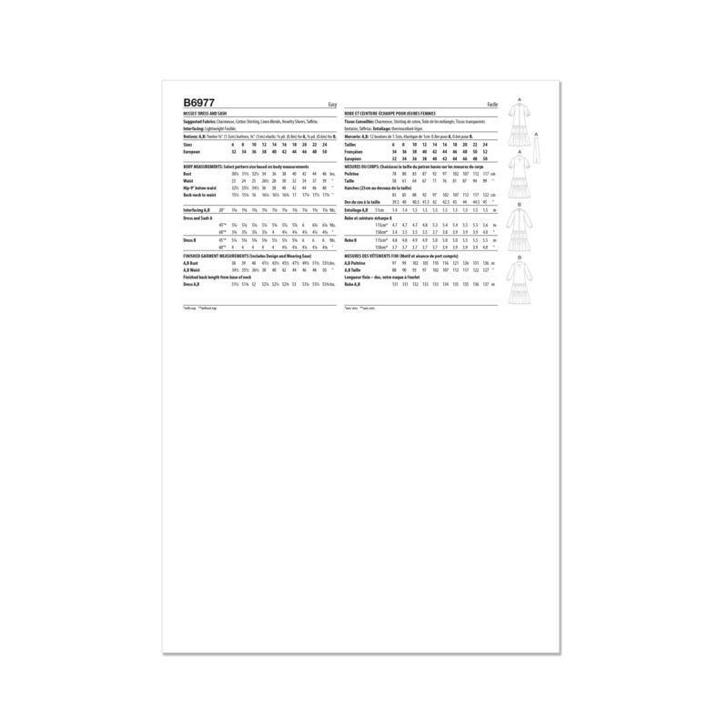 Patron Butterick 6977/H5 - Robe