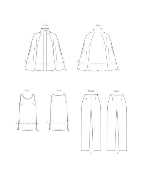 Patron Butterick 6978/AA - Cape, haut et pantalon