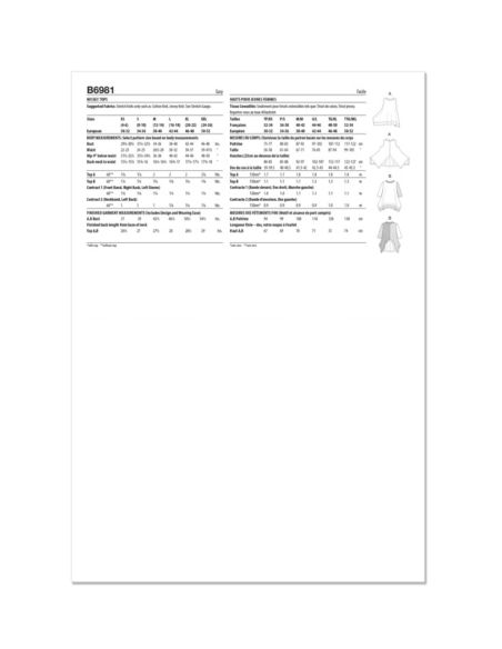 Patron Butterick 6981/A - Haut