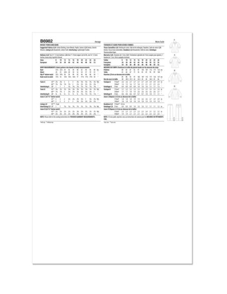 Patron Butterick 6982/B5 - Tunique et jean