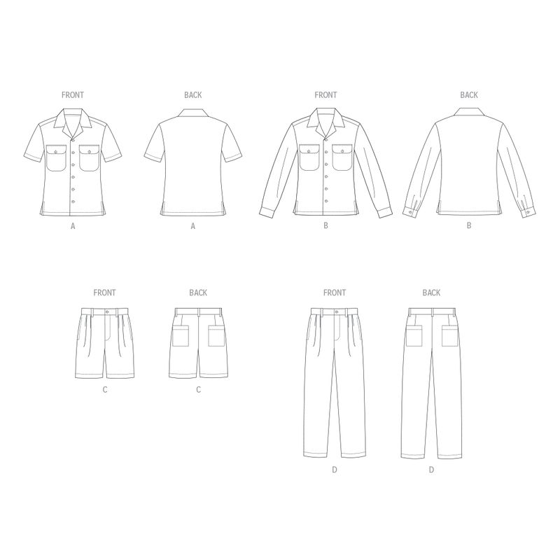 Patron Butterick 6984/A - Chemise, short et pantalon