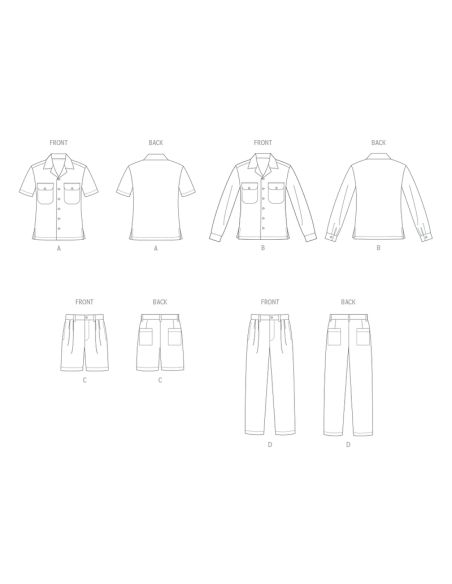 Patron Butterick 6984/A - Chemise, short et pantalon