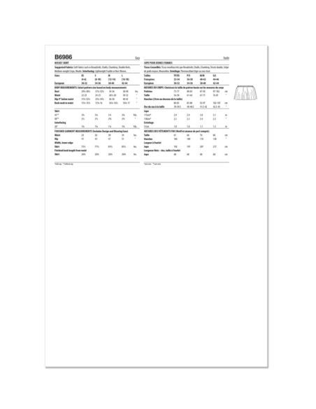 Patron Butterick 6986/A - Jupe