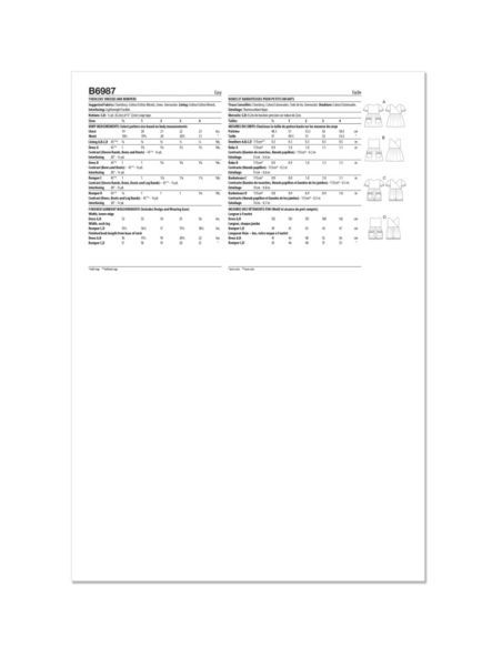 Patron Butterick 6987/A - Robe et barboteuse