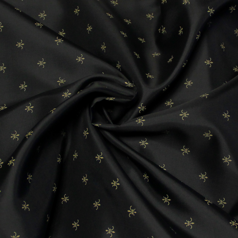 Doublure 100% viscose - Motif beige fond noir