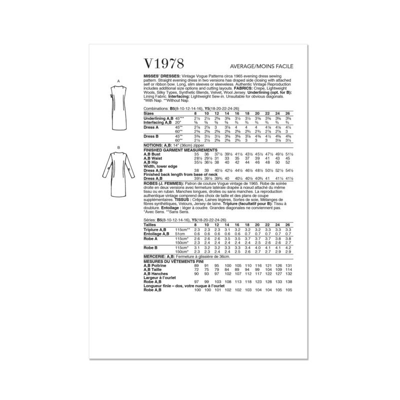 Patron Vogue 1978 B5 - Robe