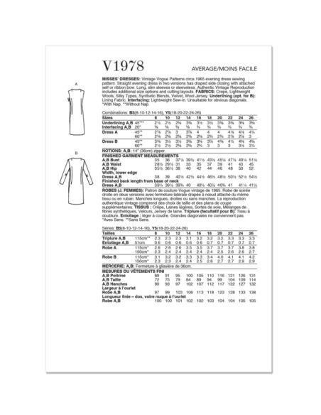 Patron Vogue 1978 B5 - Robe