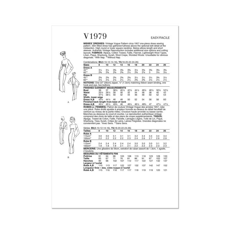 Patron Vogue 1979 B5 - Robe