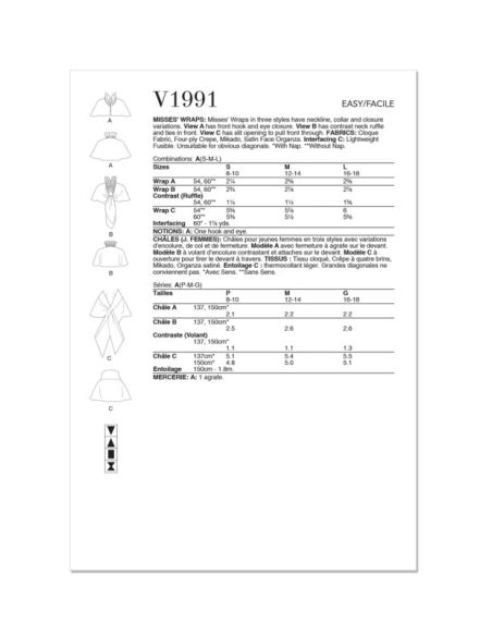 Patron Vogue 1991 A - Châles