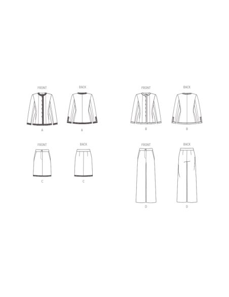 Patron Vogue 1992 B5 - Vestes semi ajustées, jupe et pantalon