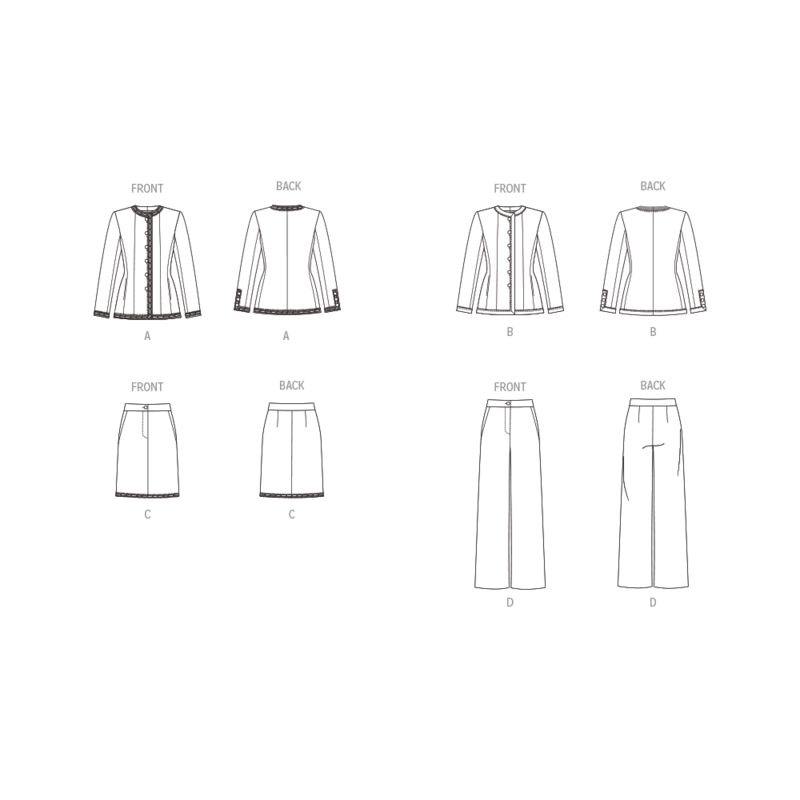 Patron Vogue 1992 B5 - Vestes semi ajustées, jupe et pantalon