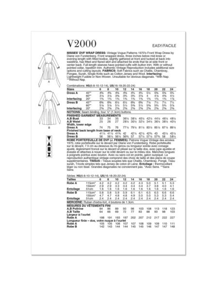 Patron Vogue 2000 H5 - Robe portefeuille