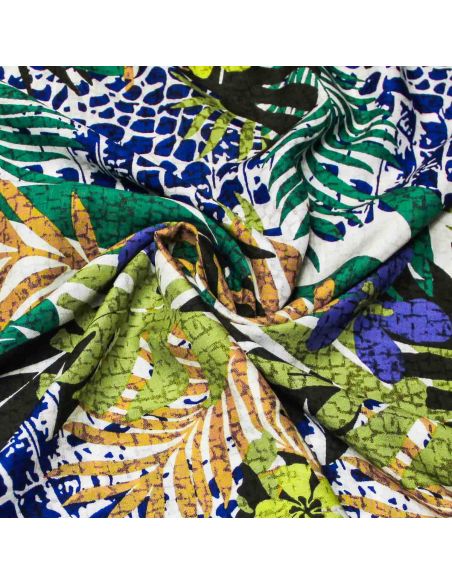 Étoffe 100% viscose - Feuillage multicolore