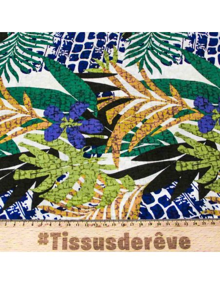 Étoffe 100% viscose - Feuillage multicolore