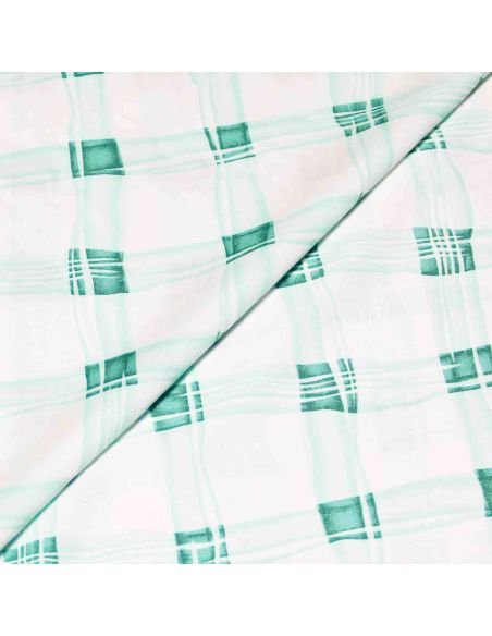 Étoffe 100% viscose - Carreaux fantaisie vert