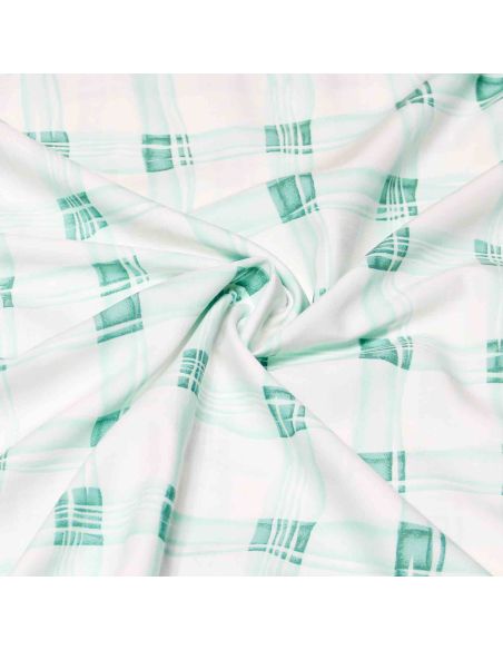 Étoffe 100% viscose - Carreaux fantaisie vert