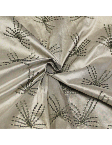 Soie sauvage 100% soie brodée - Nœud vert