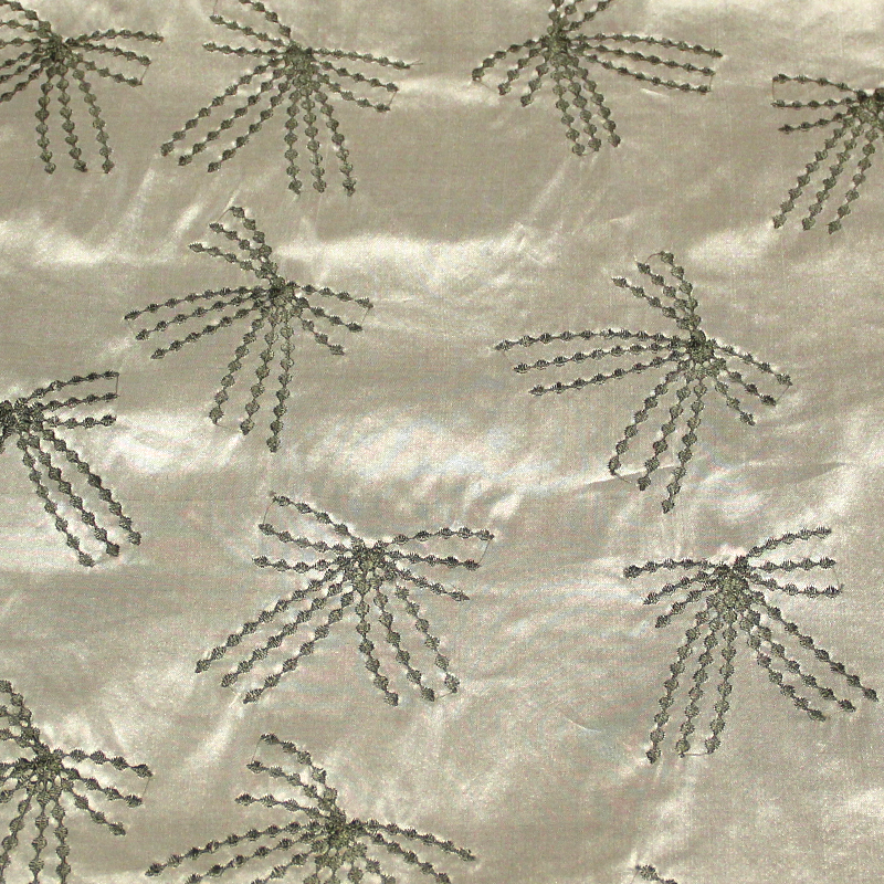 Soie sauvage 100% soie brodée - Nœud vert