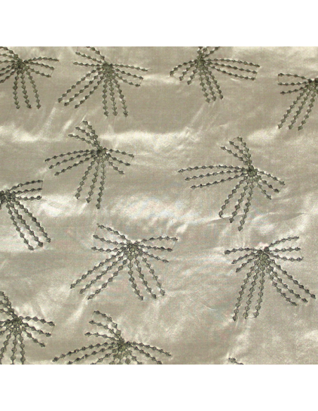 Soie sauvage 100% soie brodée - Nœud vert