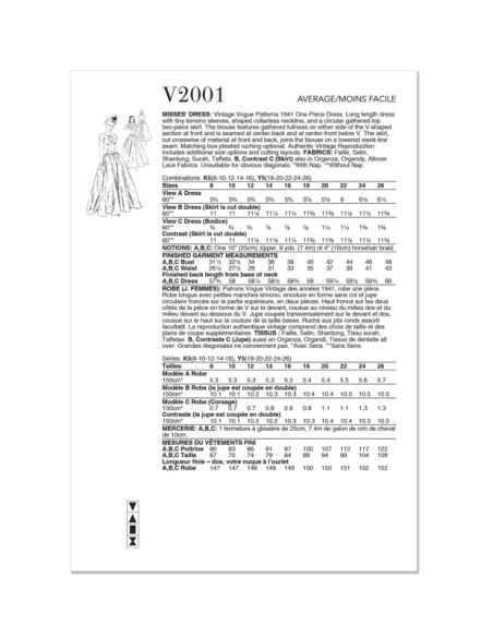 Patron Vogue 2001 B5 - Robe