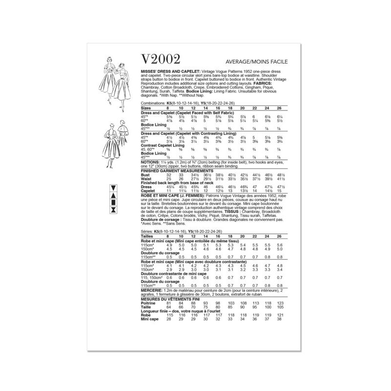 Patron Vogue 2002 K5 - Robe et mini-cape