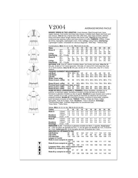 Patron Vogue 2004 B5 - Robe