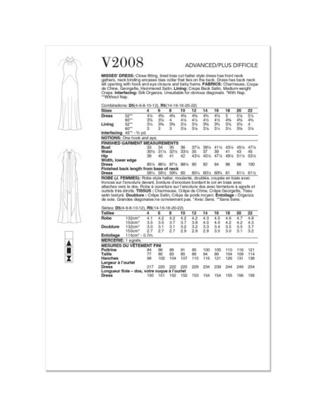 Patron Vogue 2008 D5 - Robe