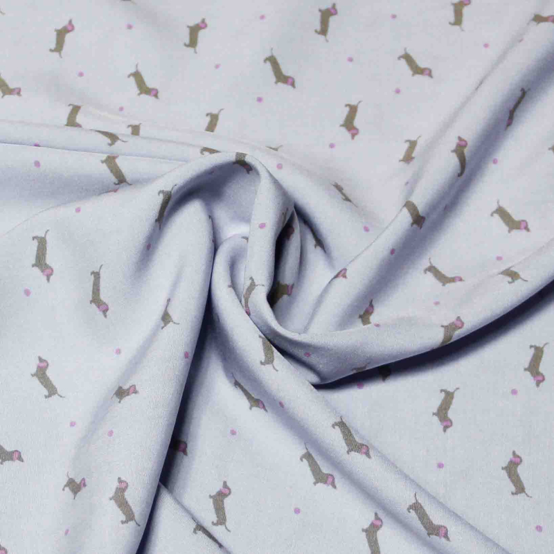 Étoffe 100% viscose - Teckel bleu