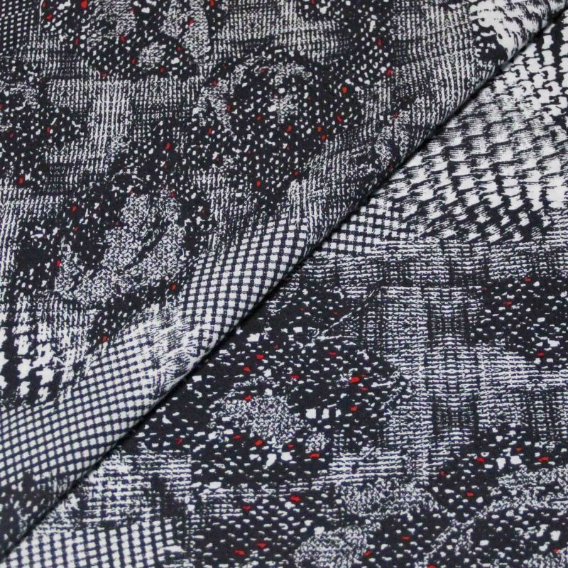 Étoffe 100% viscose - Motif abstrait bleu nuit