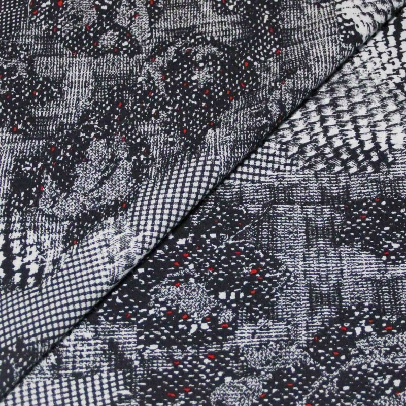 Toile 100% viscose - Motif abstrait bleu nuit