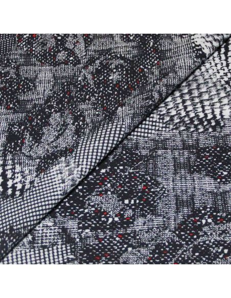 Étoffe 100% viscose - Motif abstrait bleu nuit