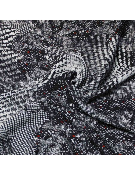 Étoffe 100% viscose - Motif abstrait bleu nuit