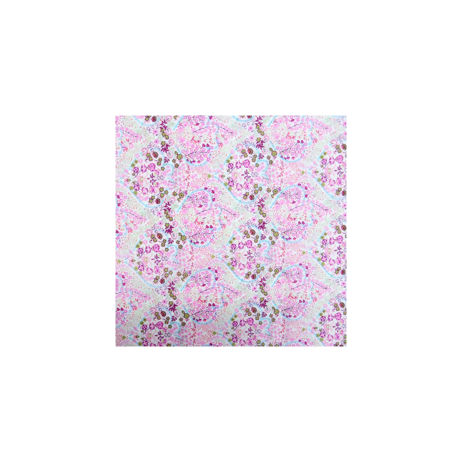 Tissu Coton imprimé pâturage de fleurs roses et vert tilleul