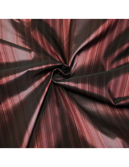 Soie sauvage tissé-teint - Rayure ton prune