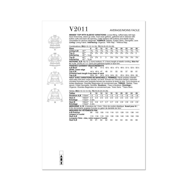 Patron Vogue 2011 B5 - Haut