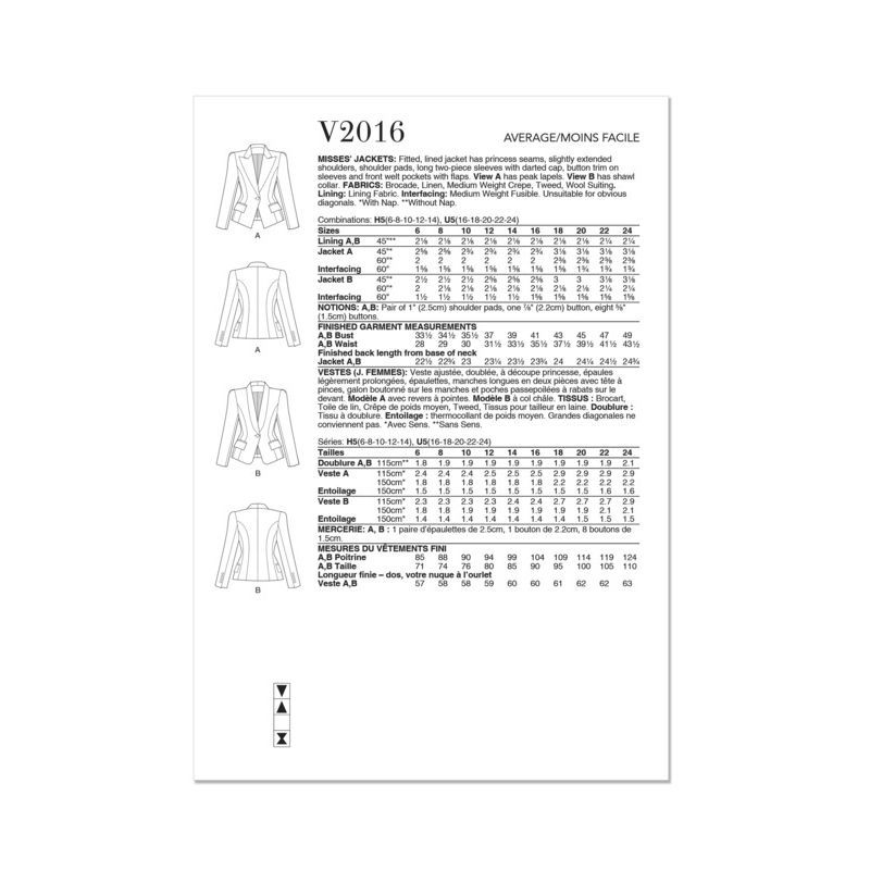 Patron Vogue 2016 H5 - Vestes