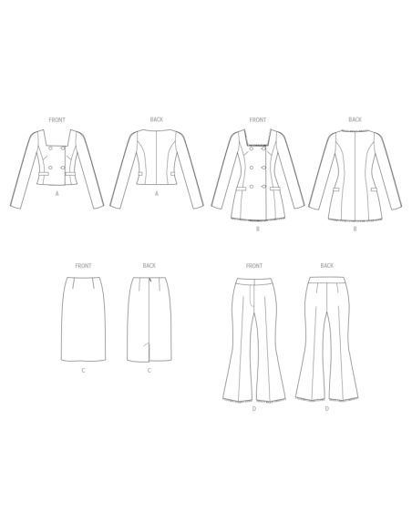 Patron Vogue 2017 B5 - Veste, jupe et pantalon
