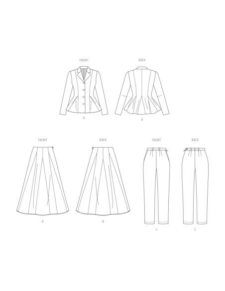 Patron Vogue 2018 D5 - Veste, jupe et pantalon