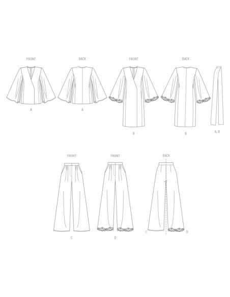 Patron Vogue 2020 B5 - Haut, robe de chambre et pantalon