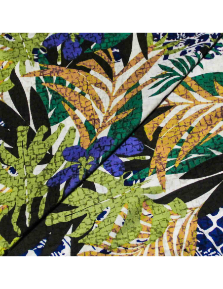 Étoffe 100% viscose - Feuillage multicolore