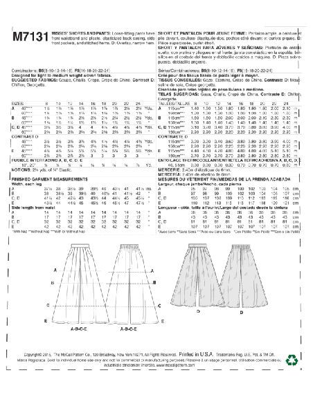 Patron McCall's 7131.B5 - Short et pantalon