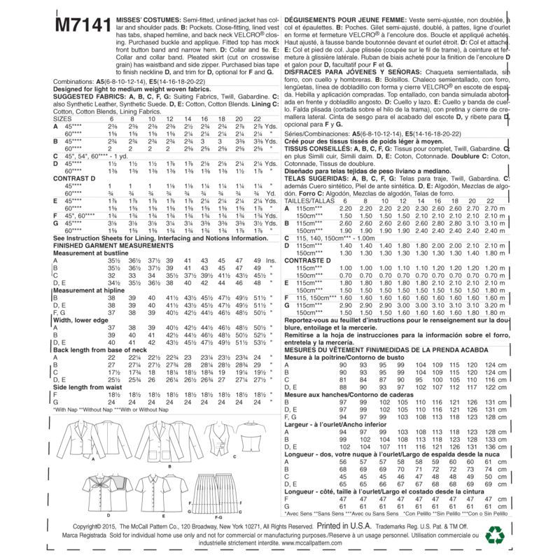 Patron McCall's 7141.A5 - Déguisement