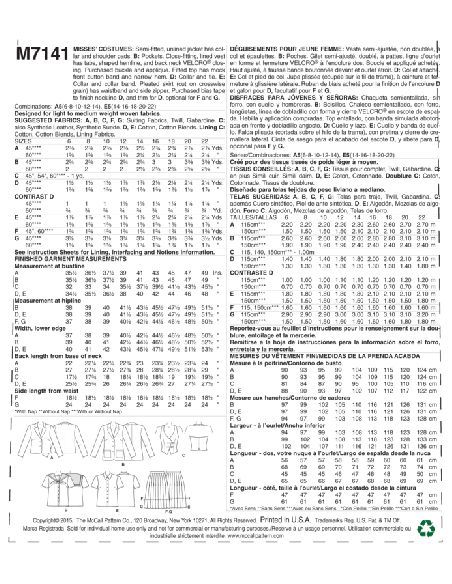 Patron McCall's 7141.A5 - Déguisement