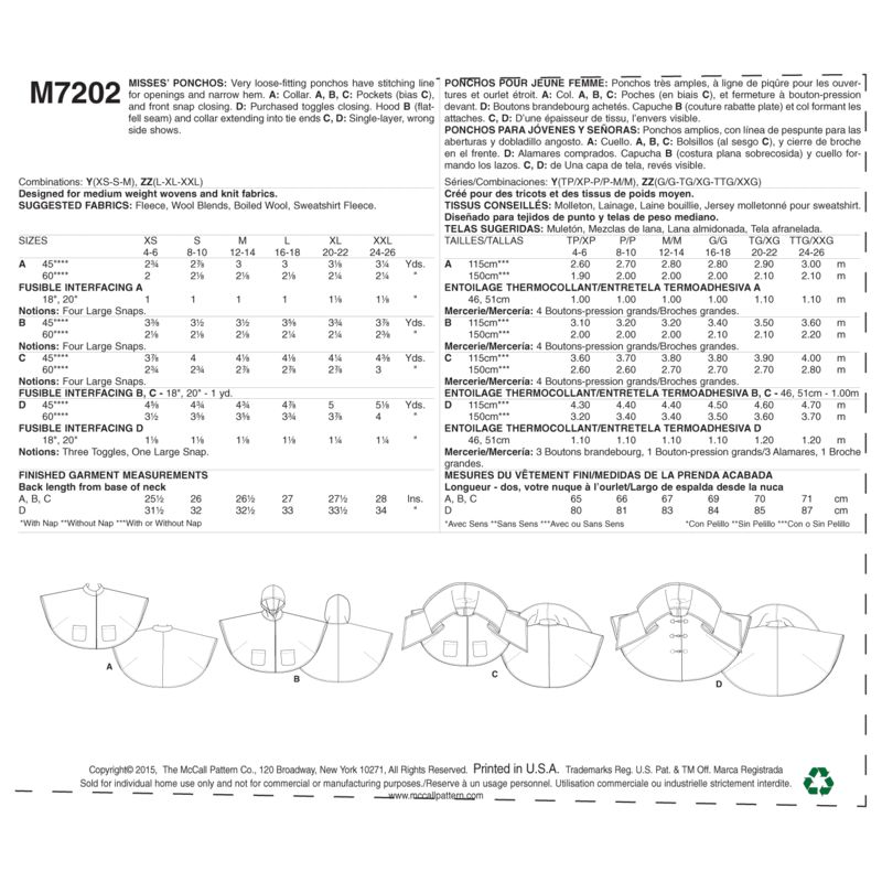 Patron McCall's 7202.Y - Ponchos