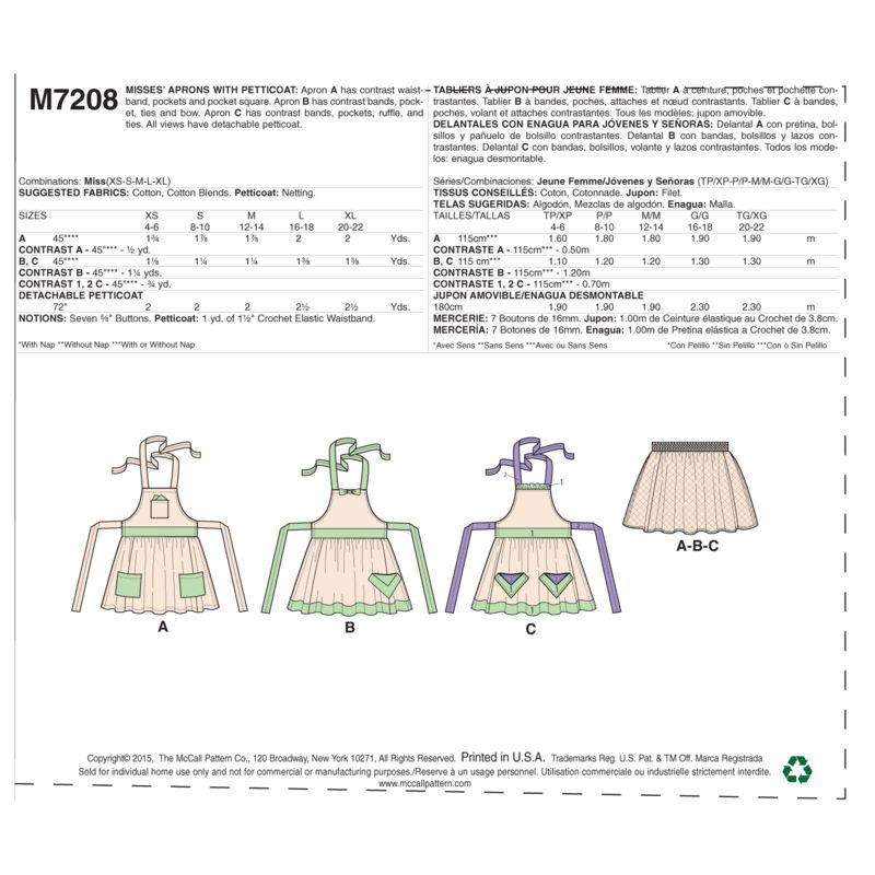 Patron McCall's 7208.MISTabliers à jupons